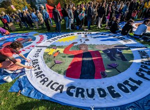 Climate Reparations Bloc and Defund Climate Chaos protest against EACOP