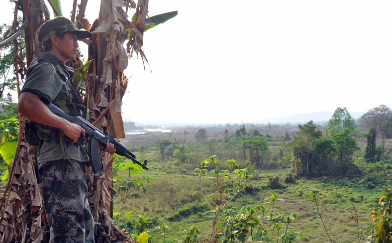 Kachin Independence Army soldier outside of Laiza